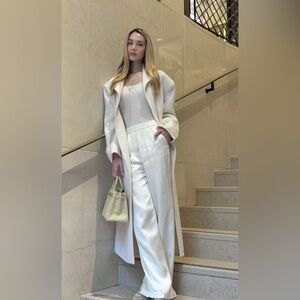 H&M Tie Belt Coat White Size M NWT